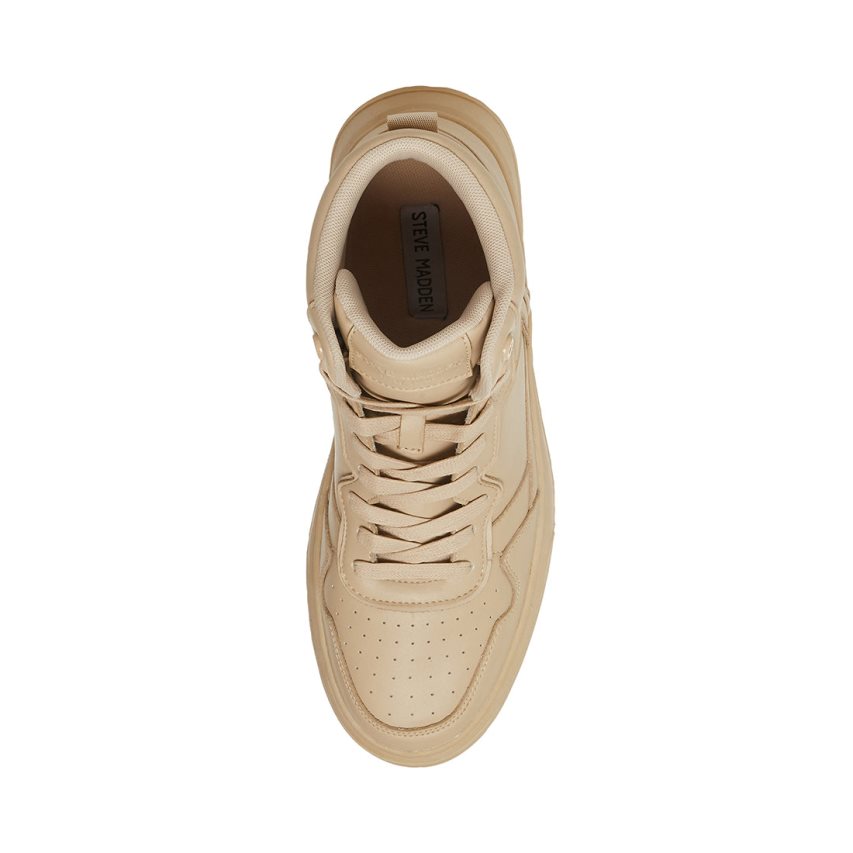 Beige Steve Madden Jordee Leather Men's Sneakers | PH 5423TYI